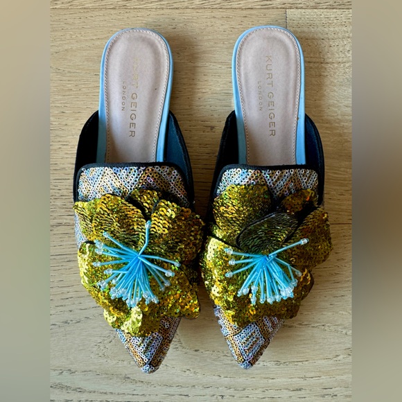 Kurt Geiger sequin slides with floral appliqué - Size EUR 40/USA 9 - Picture 4 of 9